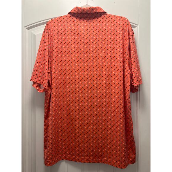 Nicklaus Men’s Golden Bear Golf Performance Stretch Print Polo Shirt Sz L Orange - Picture 3 of 3